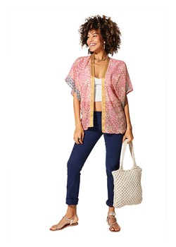 Aller Simplement Kimono w kolorze beżowo-czerwonym ze sklepu Limango Polska w kategorii Swetry damskie - zdjęcie 189380802