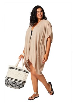 Aller Simplement Kimono w kolorze beżowym ze sklepu Limango Polska w kategorii Swetry damskie - zdjęcie 189380932