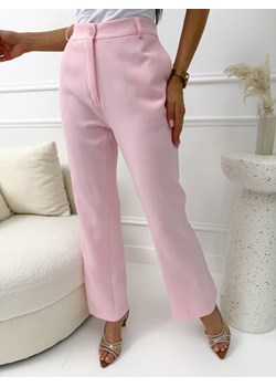 Pudrowe Eleganckie Spodnie w Kant ze sklepu ModnaKiecka.pl w kategorii Spodnie damskie - zdjęcie 189382964