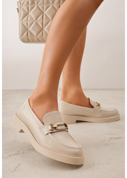 Beżowe Eleganckie Mokasyny VICES z Aplikacją i Wkładką ze Skóry Naturalnej Arinatta ze sklepu renee.pl w kategorii Mokasyny damskie - zdjęcie 189384111