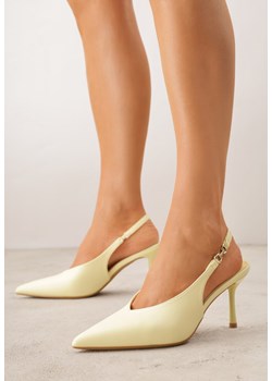 Żółte Szpilki Slingback VICES z Cholewką z Wycięciem V Natonale ze sklepu renee.pl w kategorii Czółenka - zdjęcie 189384120