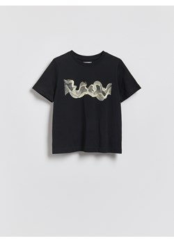 Reserved - T-shirt z nadrukiem - czarny ze sklepu Reserved w kategorii Bluzki damskie - zdjęcie 189385180