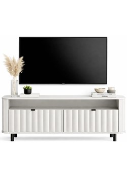 Biały ryflowany stolik rtv na nóżkach C0-A11 ze sklepu Edinos.pl w kategorii Szafki RTV - zdjęcie 189385770