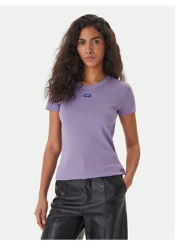 HUGO T-Shirt Easy 50523924 Fioletowy Slim Fit ze sklepu MODIVO w kategorii Bluzki damskie - zdjęcie 189387461
