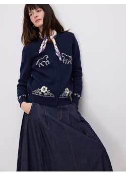 Reserved - Bawełniany kardigan z haftem - granatowy ze sklepu Reserved w kategorii Swetry damskie - zdjęcie 189391914
