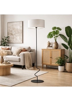 Skandynawska lampa stojąca do salonu JERSEY z jasnoszarym abażurem 40 cm ze sklepu Lysne w kategorii Lampy podłogowe - zdjęcie 189392291