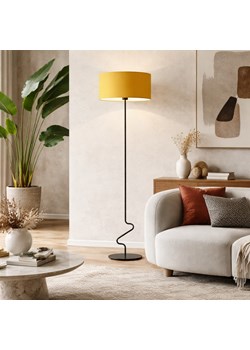 Czarna lampa stojąca do salonu z musztardowym abażurem JERSEY ze sklepu Lysne w kategorii Lampy podłogowe - zdjęcie 189392293