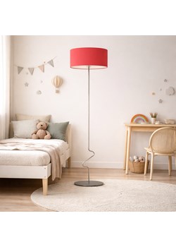 Czerwona lampa podłogowa na chromowane nóżce JERSEY z praktycznym włącznikiem nożnym ze sklepu Lysne w kategorii Lampy podłogowe - zdjęcie 189392304