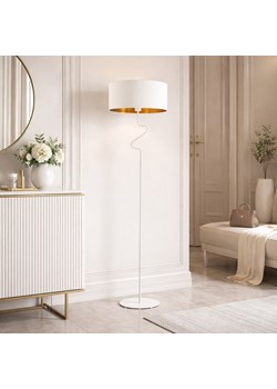 Biała lampa podłogowa ze złotymi elementami MORONI GOLD w stylu glamour ze sklepu Lysne w kategorii Lampy podłogowe - zdjęcie 189392320