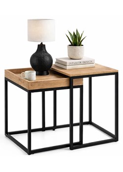 Loftowy Stolik Kawowy 2W1 Miodowy Brąz 120 Cm D6-T02 ze sklepu Edinos.pl w kategorii Stoliki kawowe - zdjęcie 189392540