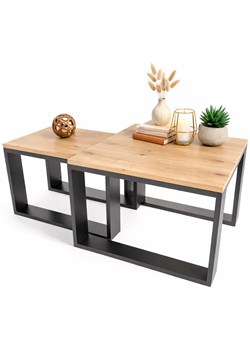 Dwa Loftowe Stoliki Kawowe Dąb Artisan + Czarny G0-K81 ze sklepu Edinos.pl w kategorii Stoliki kawowe - zdjęcie 189392542