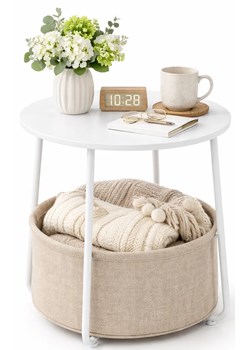 Okrągły Stolik Biały Metalowy Kawowy M9-T15 ze sklepu Edinos.pl w kategorii Stoliki kawowe - zdjęcie 189392553