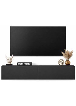 Czarna wisząca długa szafka rtv 160 cm E5-T55 ze sklepu Edinos.pl w kategorii Szafki RTV - zdjęcie 189392554