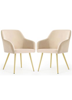 Zestaw 2 krzeseł beżowych na złotej podstawie - Terviso 3X ze sklepu Edinos.pl w kategorii Krzesła - zdjęcie 189394550