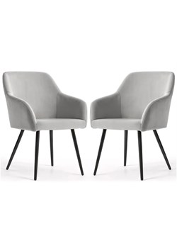 Zestaw 2 szarych krzeseł tapicerowanych welurem - Terviso 2X ze sklepu Edinos.pl w kategorii Krzesła - zdjęcie 189394580