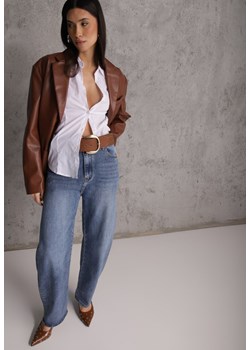 Granatowe Jeansy Barrel Leg High Waist z Bawełny Tinamist ze sklepu renee.pl w kategorii Jeansy damskie - zdjęcie 189397833