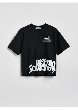 Reserved - Bawełniany t-shirt z nadrukiem - czarny ze sklepu Reserved w kategorii T-shirty chłopięce - zdjęcie 189398251