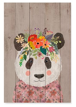 Folkifreckles Druk "Floral Panda" na drewnie - 40 x 60 cm ze sklepu Limango Polska w kategorii Obrazy - zdjęcie 189399890