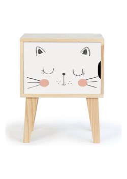 Folkifreckles Stolik nocny "Cat" w kolorze biało-jasnobrązowym - 42 x 54 x 30 cm ze sklepu Limango Polska w kategorii Meble dziecięce - zdjęcie 189399902