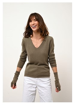 Just Cashmere Kaszmirowy sweter "Joan" w kolorze khaki ze sklepu Limango Polska w kategorii Swetry damskie - zdjęcie 189400970