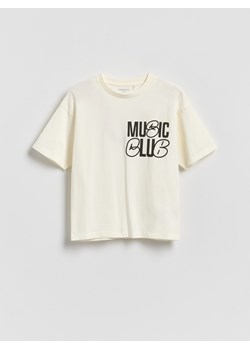 Reserved - Bawełniany t-shirt z nadrukiem - biały ze sklepu Reserved w kategorii T-shirty chłopięce - zdjęcie 189407154