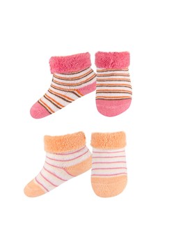 Zestaw 2x Skarpetki niemowlęce różowo-pomarańczowe frotte SOXO bawełniane | na prezent ze sklepu Sklep SOXO w kategorii Skarpetki dziecięce - zdjęcie 20533004
