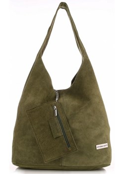 Oryginalne Torby Skórzane XL VITTORIA GOTTI Shopper Bag z Etui Zielona ze sklepu PaniTorbalska w kategorii Torby Shopper bag - zdjęcie 29171434