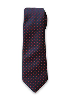 Oryginalny Krawat Męski w Czerwone Groszki, Kropki - 6cm- Alties, Granatowy  KRALTS0106 ze sklepu JegoSzafa.pl w kategorii Krawaty - zdjęcie 37282834