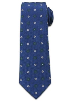 Elegancki Krawat Męski w Grochy i Kwiatki -6,5cm- Chattier, Niebieski KRCH0957 ze sklepu JegoSzafa.pl w kategorii Krawaty - zdjęcie 37282941