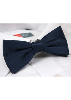 Granatowa Mucha Gładka, Jednokolorowa + Biała Poszetka - Chattier, Męska MUCH0127 ze sklepu JegoSzafa.pl w kategorii Muchy - zdjęcie 37286204