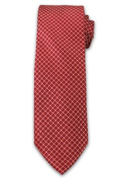 Wyrazisty Krawat Męski w Drobny Wzór, Kółka - Chattier, Łososiowo- Czerwony KRCH0988 ze sklepu JegoSzafa.pl w kategorii Krawaty - zdjęcie 41781632