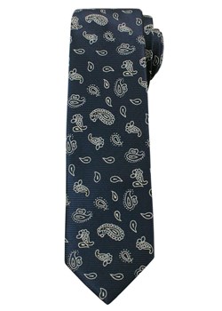 Modny, Męski Krawat we Wzór Paisley - 6 cm - Angelo di Monti, Granatowo-Biały KRADM1347 ze sklepu JegoSzafa.pl w kategorii Krawaty - zdjęcie 42410201