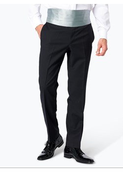 Wilvorst Męskie spodnie od smokingu modułowego Mężczyźni Regular Fit Wełna czarny jednolity ze sklepu vangraaf w kategorii Spodnie męskie - zdjęcie 46960164
