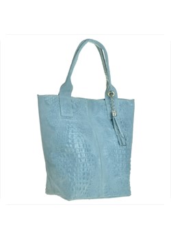 Torebka worek z miękkiej skóry xl/krokodylek/ jasnoniebieski ze sklepu melon.pl w kategorii Torby Shopper bag - zdjęcie 51042051