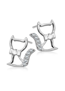 Kolczyki srebrne z cyrkoniami - koty - Mini ze sklepu YES.pl w kategorii Kolczyki - zdjęcie 57362312