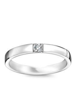 Obrączka z białego złota z diamentem - Forever ze sklepu YES.pl w kategorii Obrączki - zdjęcie 57587742