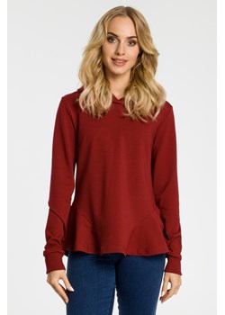 Bluza z kapturem i falbankami - bordowa ze sklepu Cudmoda w kategorii Bluzy damskie - zdjęcie 57623451