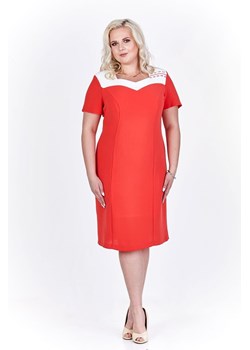 Sukienka FSU899 POMARAŃCZOWY MOCNY + EKRI ze sklepu fokus.pl w kategorii Sukienki - zdjęcie 57689412