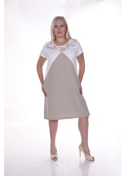 Sukienka FSU881  BEŻOWY + EKRI ze sklepu fokus.pl w kategorii Sukienki - zdjęcie 57695043