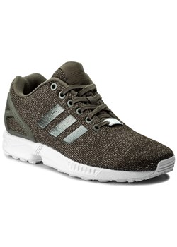 Buty sportowe damskie Adidas zx zielone płaskie bez wzorów z tworzywa sztucznego 