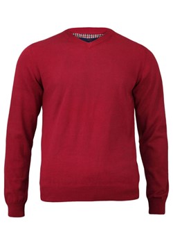 Sweter Czerwony Elegancki Męski, Dekolt w Serek (V-neck) 100% Bawełna - Adriano Guinari SWADGAW18skipatrolV ze sklepu JegoSzafa.pl w kategorii Swetry męskie - zdjęcie 59018240