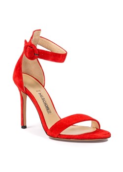 Czerwone zamszowe szpilki sandały zapinane wokół kostki 103P ze sklepu NESCIOR w kategorii Sandały damskie - zdjęcie 59990270