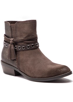 Botki Marco Tozzi brązowe na obcasie z zamszu casual 