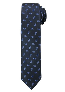 Ciemnogranatowy Elegancki Męski Krawat -ALTIES- Błękitny Wzór Paisley KRALTS0213 ze sklepu JegoSzafa.pl w kategorii Krawaty - zdjęcie 61884483