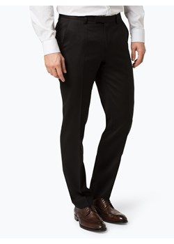 BOSS Męskie spodnie od garnituru modułowego Mężczyźni Regular Fit wełna ze strzyży czarny jednolity ze sklepu vangraaf w kategorii Spodnie męskie - zdjęcie 62916123