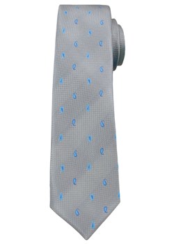 Szary Elegancki Krawat -Angelo di Monti- 6 cm, Męski, Błękitny Wzór Paisley, Nerka KRADM1486 ze sklepu JegoSzafa.pl w kategorii Krawaty - zdjęcie 63117773
