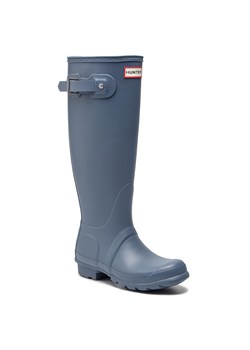 Kalosze damskie Hunter niebieskie z wysoką cholewką casual z tworzywa sztucznego gładkie 