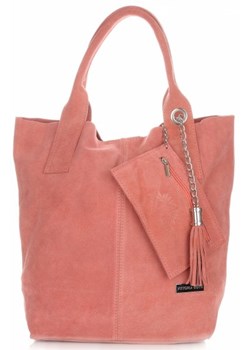 Torebki Skórzane typu ShopperBag XL Włoskiej firmy Vittoria Gotti wykonane z Wysokiej Jakości Zamszu Naturalnego Łososiowa (kolory) ze sklepu PaniTorbalska w kategorii Torby Shopper bag - zdjęcie 64671301