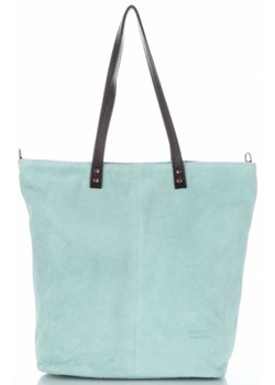 Torebki Skórzane ShopperBag firmy Vera Pelle Miętowe (kolory) ze sklepu PaniTorbalska w kategorii Torby Shopper bag - zdjęcie 64676870