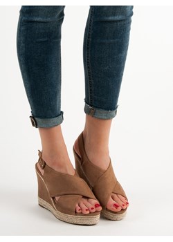 Espadryle damskie brązowe CzasNaButy zamszowe bez wzorów casual 